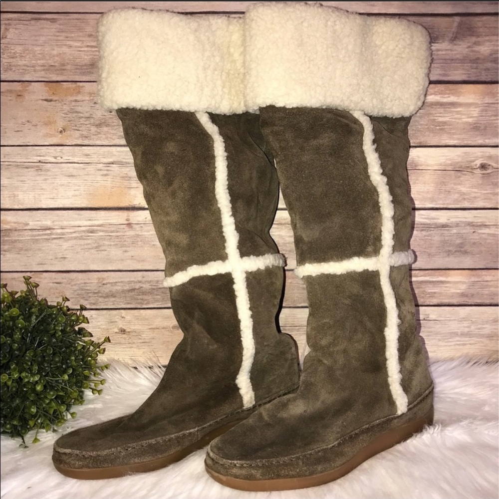 Michael Kors suede shearling knee high boots